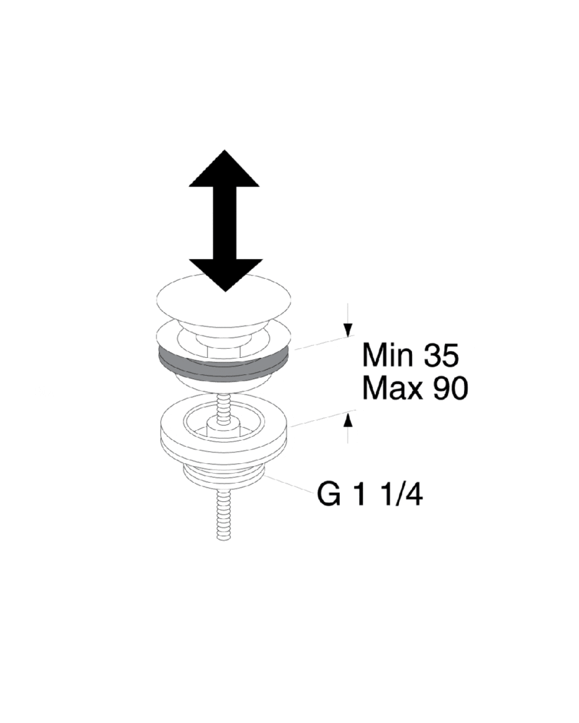 Bundventil Push-down Matsort 49