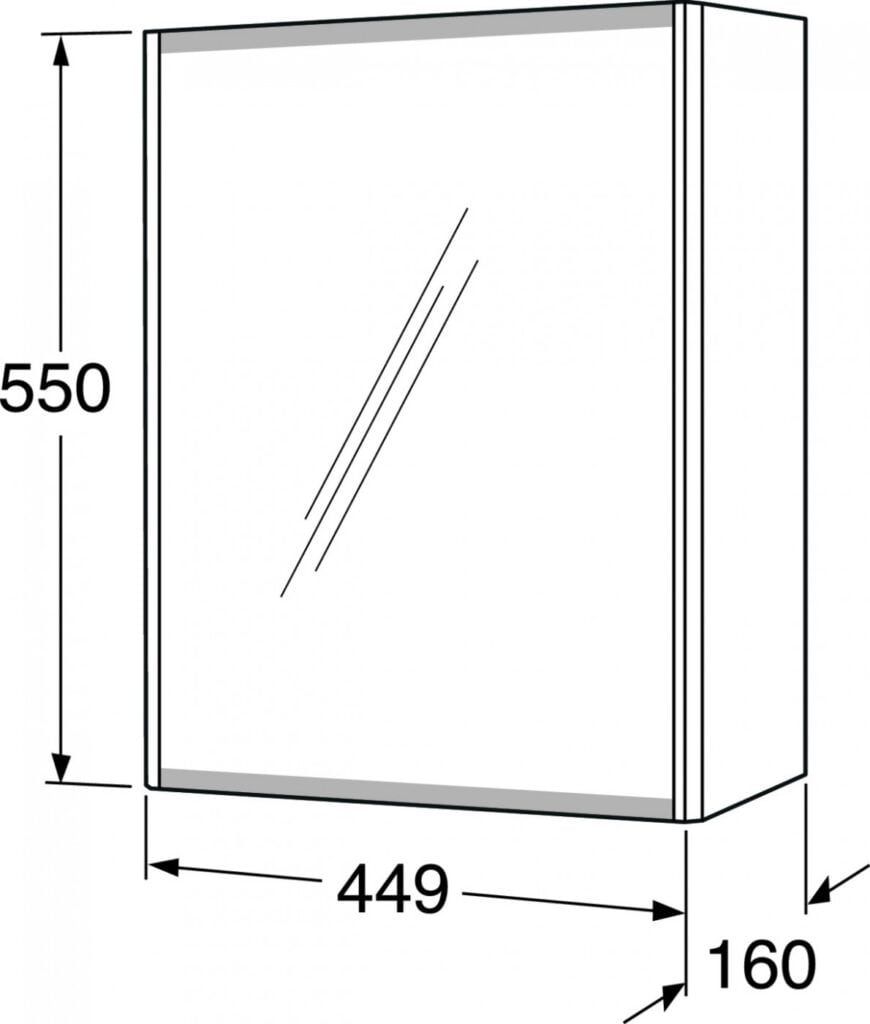 Graphic Spejlskab 45 cm. m/1 låge, Grå 50