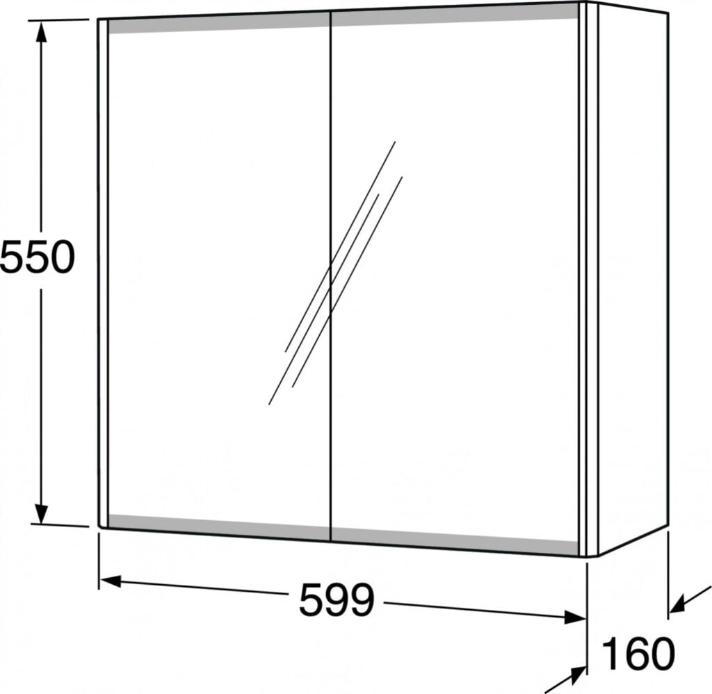 Graphic Spejlskab 60 cm. m. 2 låger, Grøn. 50